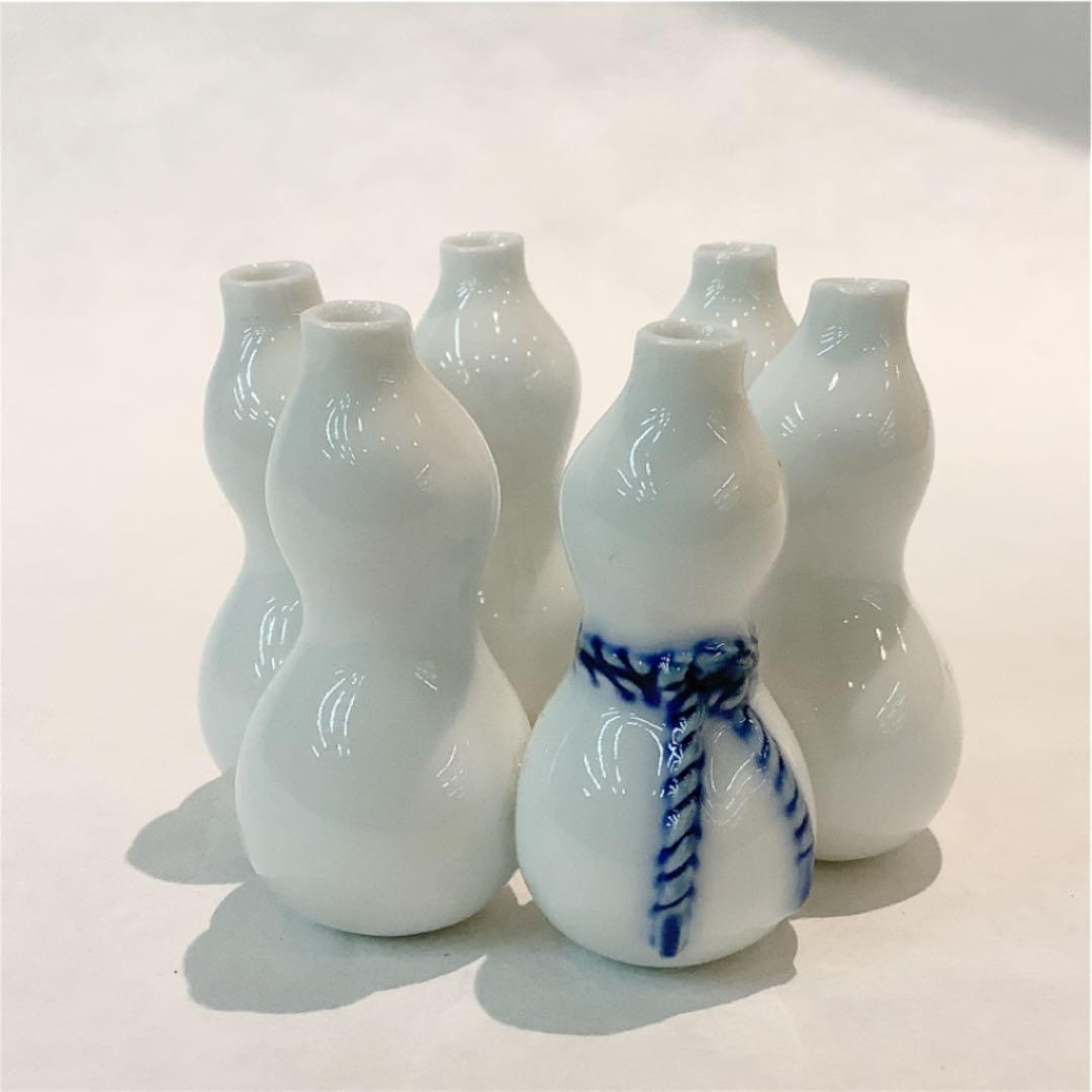 茶道具】蓋置 六瓢 横石嘉助造 平戸白磁