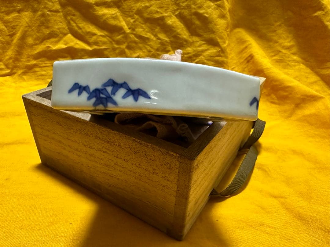 希少品！清風与平 青華磁風字形 硯 二重箱　共箱