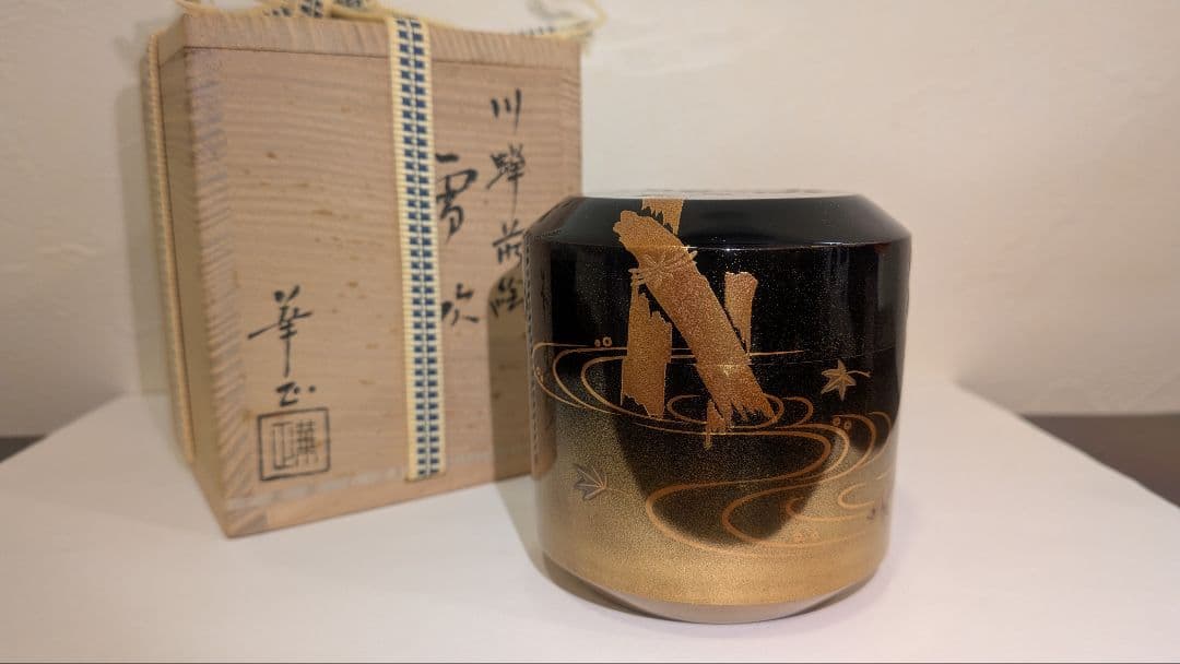 川蝉蒔絵』吹雪『吉田華正』輪島塗茶道具カワセミ翡翠棗塗師共箱共布
