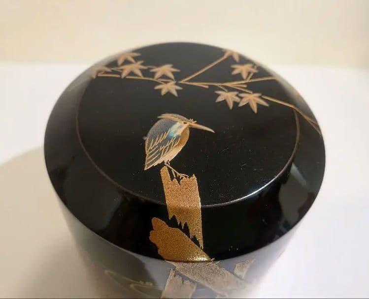 川蝉蒔絵 吹雪 吉田華正 輪島塗茶道具 カワセミ翡翠 棗 塗師 共箱共布 菊