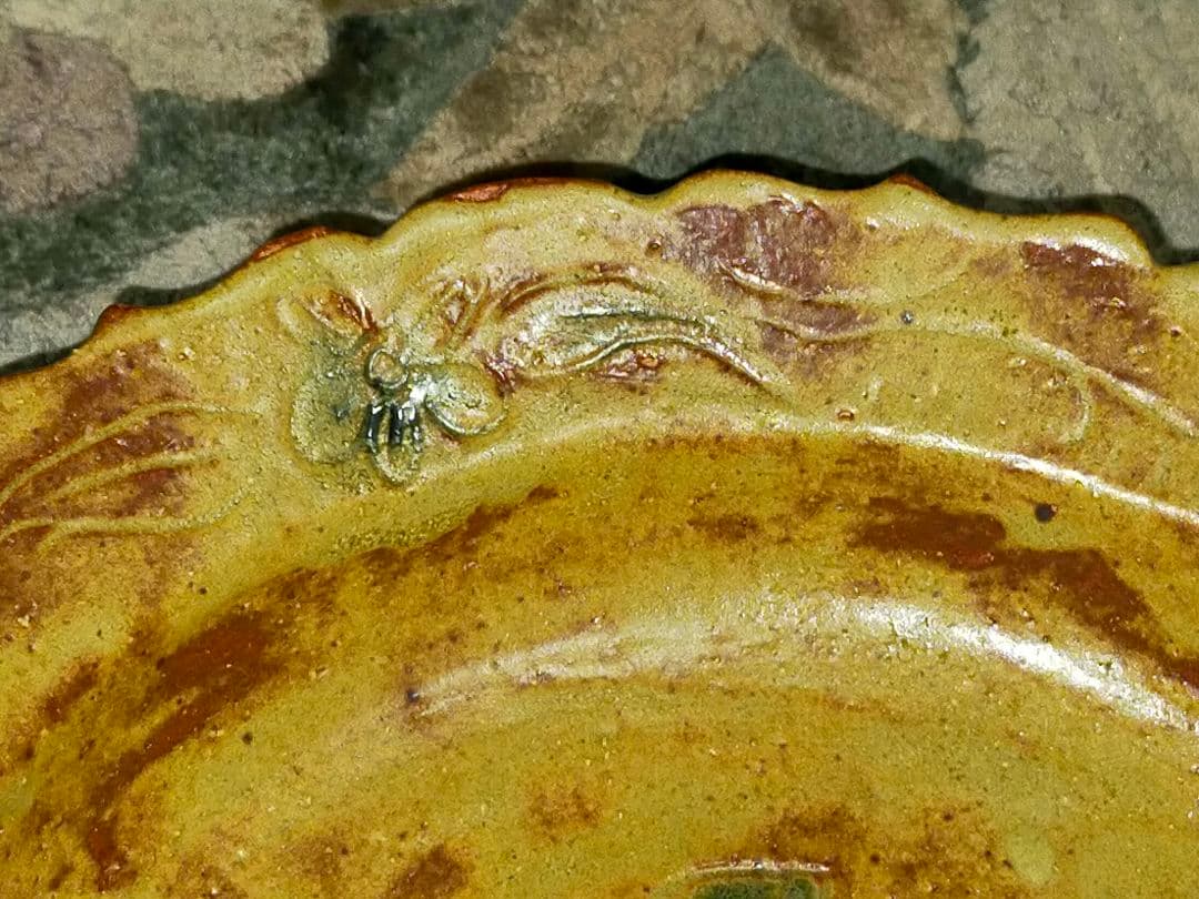 ♥美濃焼　黄瀬戸　鉢　在銘　菓子鉢　皿　骨董　古玩