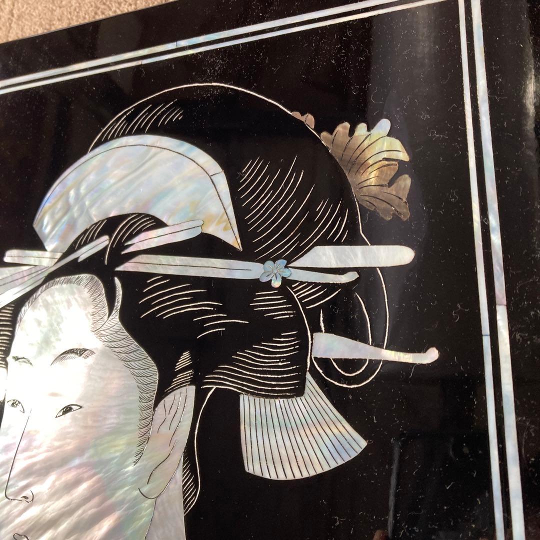 希少 螺鈿 喜多川歌麿 美人画 浮世絵 古画 アンティーク