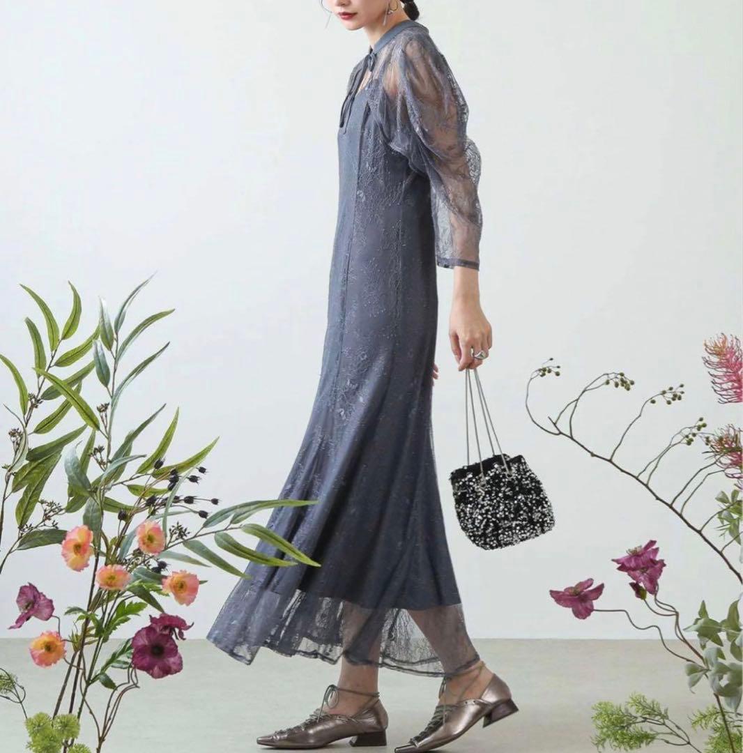 ドリードール　ボレロレイヤーレースドレス　ブルー　M