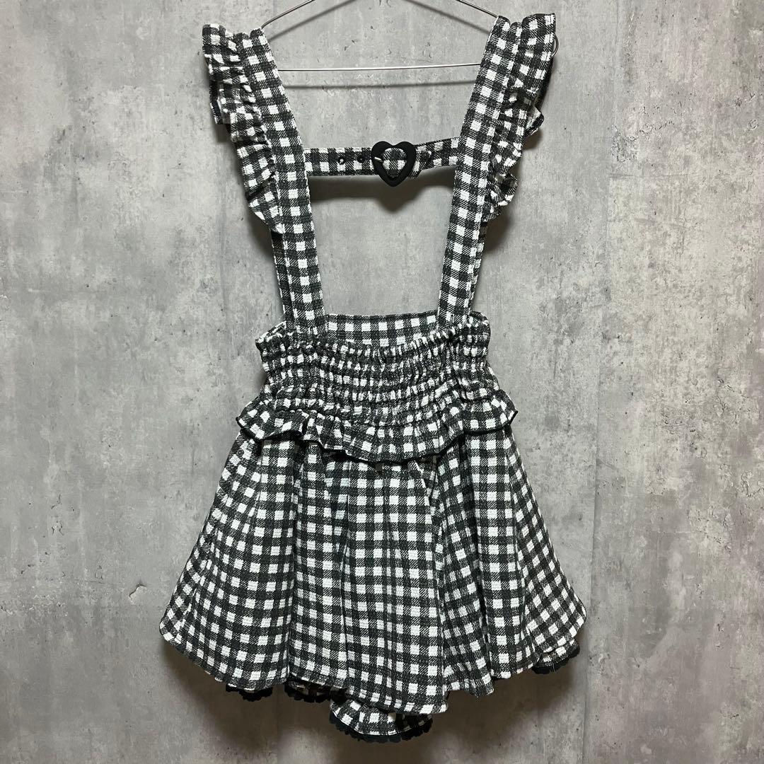 レア♪量産 地雷 LIZLISA ギンガム ツイード スカパン サスペンダー