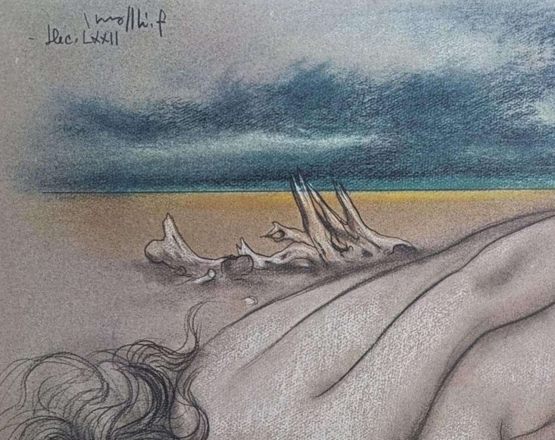 古沢岩美、「乾いた砂浜」、厳選、希少画集・額装画、限定800部、人気作品