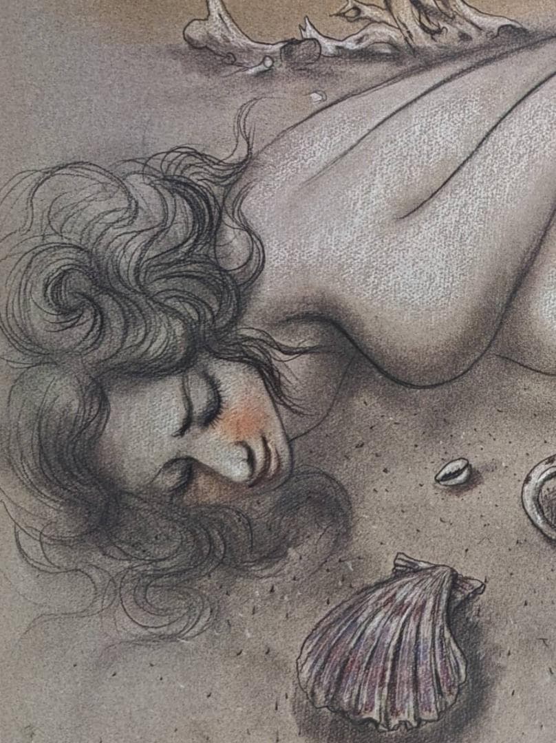 古沢岩美、「乾いた砂浜」、厳選、希少画集・額装画、限定800部、人気作品