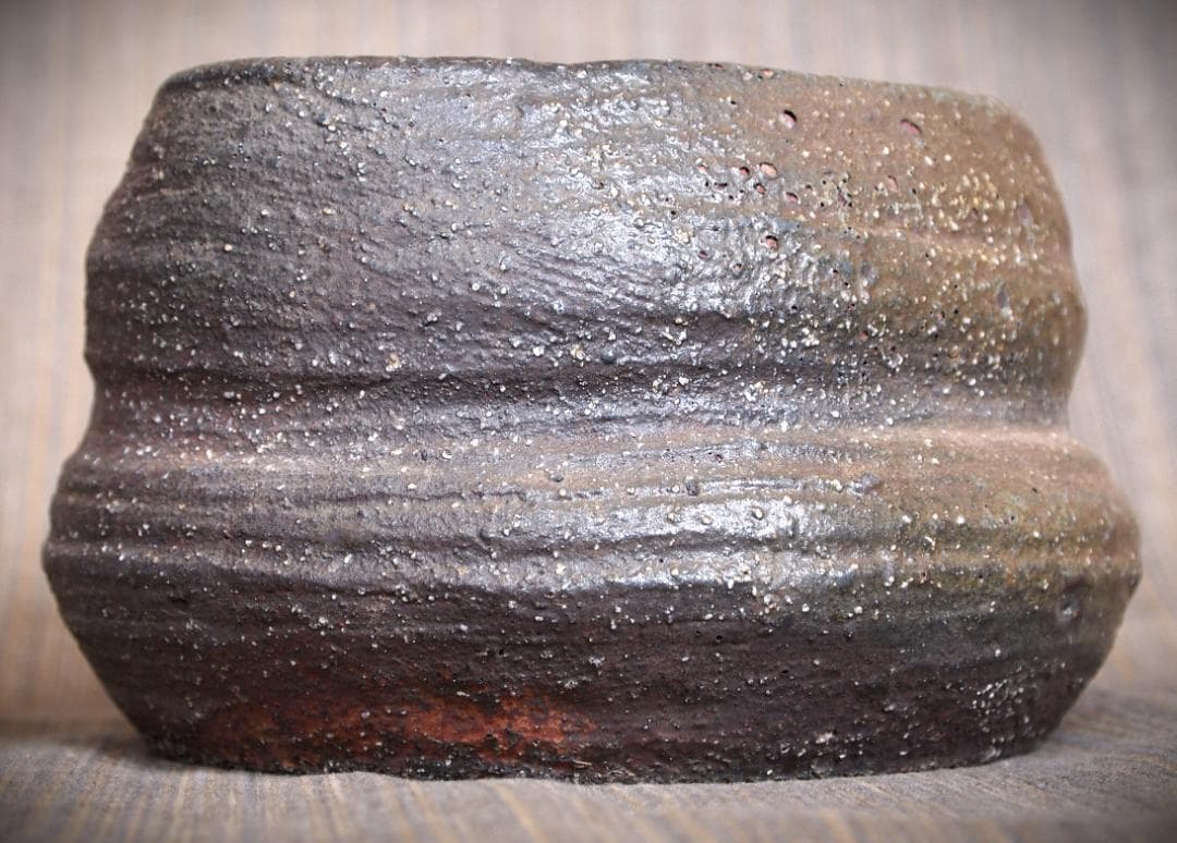 希少作★小山日出男★伊部手《窯変》建水★黄胡麻★花器にもお勧め