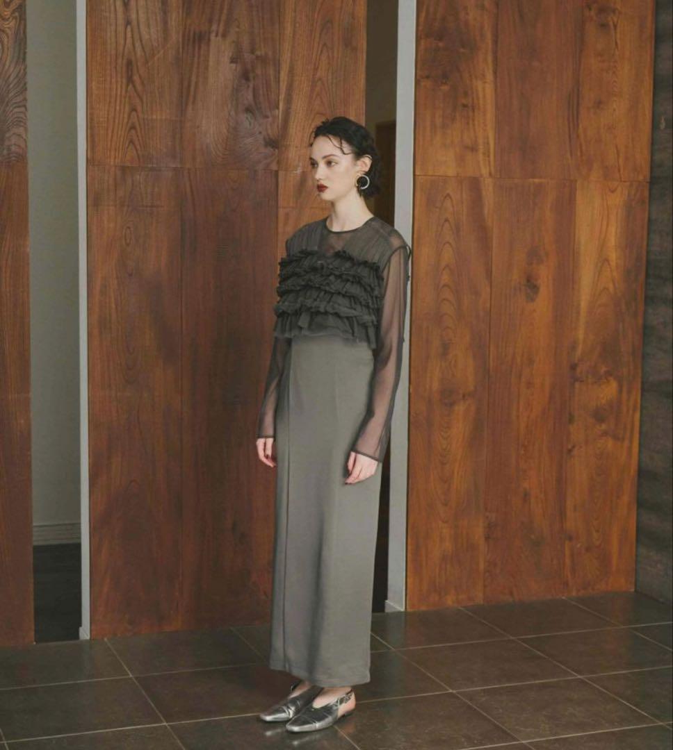 タフタチュールベストセットドレス チャコール