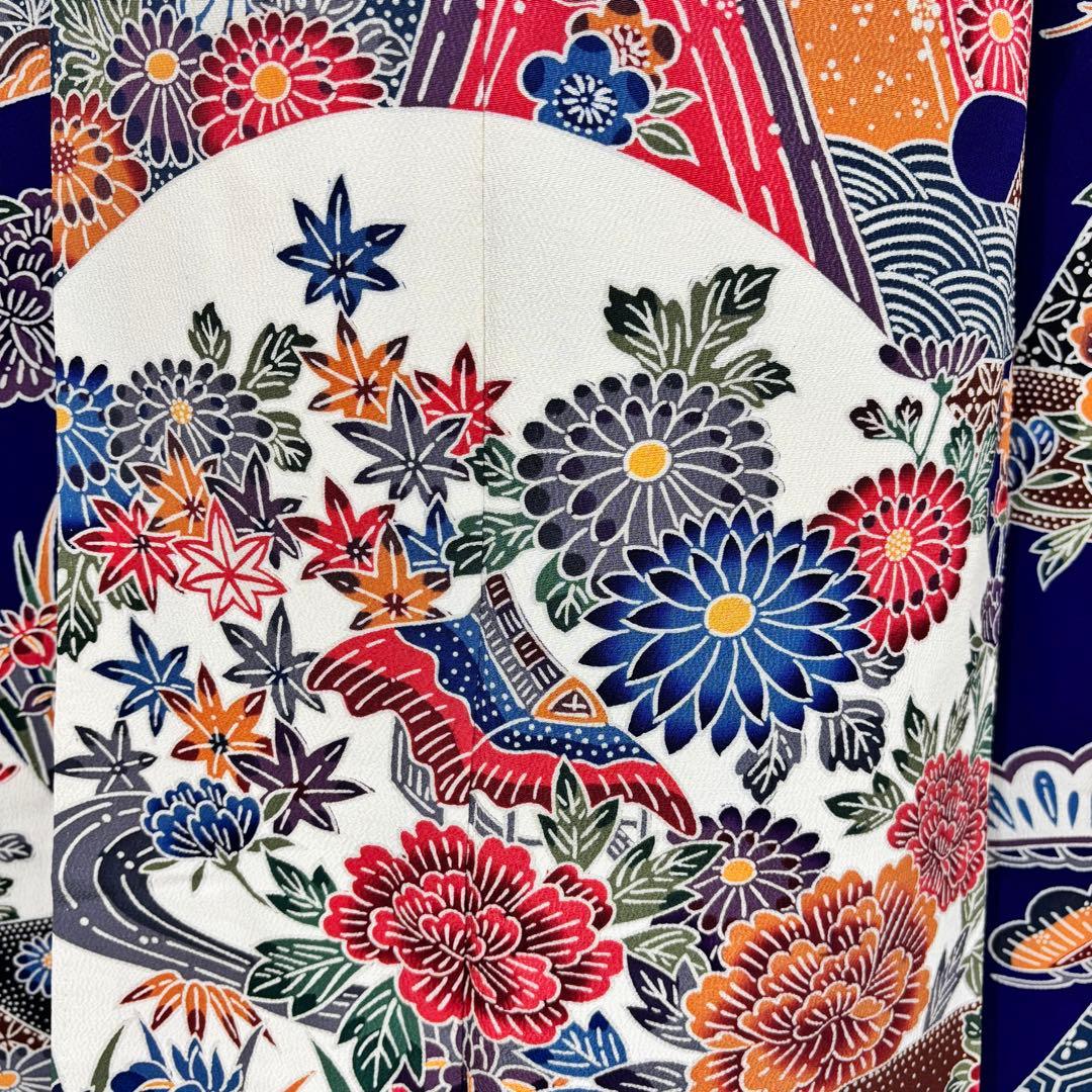 振袖フルセット 7点セット 長襦袢付き 身丈158 青 成人式 前撮り f26