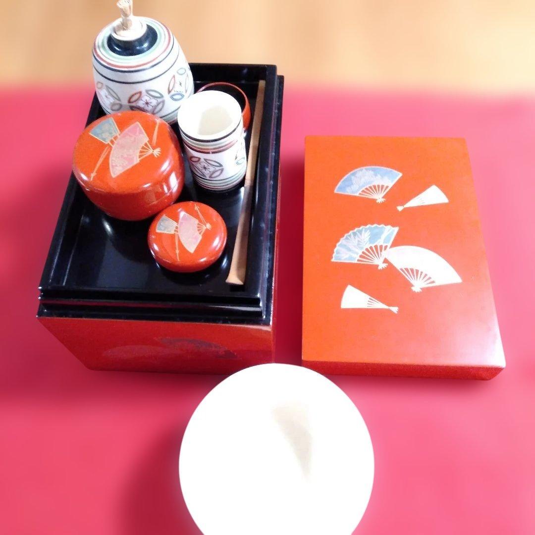 扇面蒔絵入り 利休茶箱