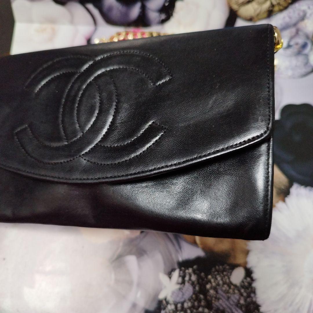 CHANEL ブラックレザー パーティバッグ斜めがけ