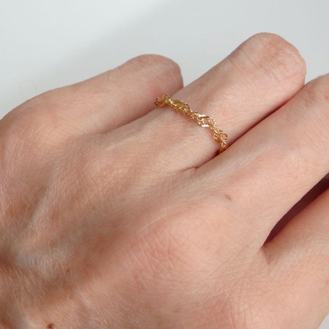 ⭐️るーこちゃん⭐️　k18リング　チェーンリング　スクリューチェーン