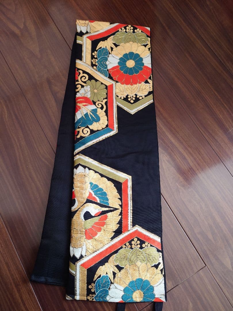 七五三　ハーフ成人式　ジュニア帯　大人用袋帯からの作り帯　子供　1点物　鶴柄