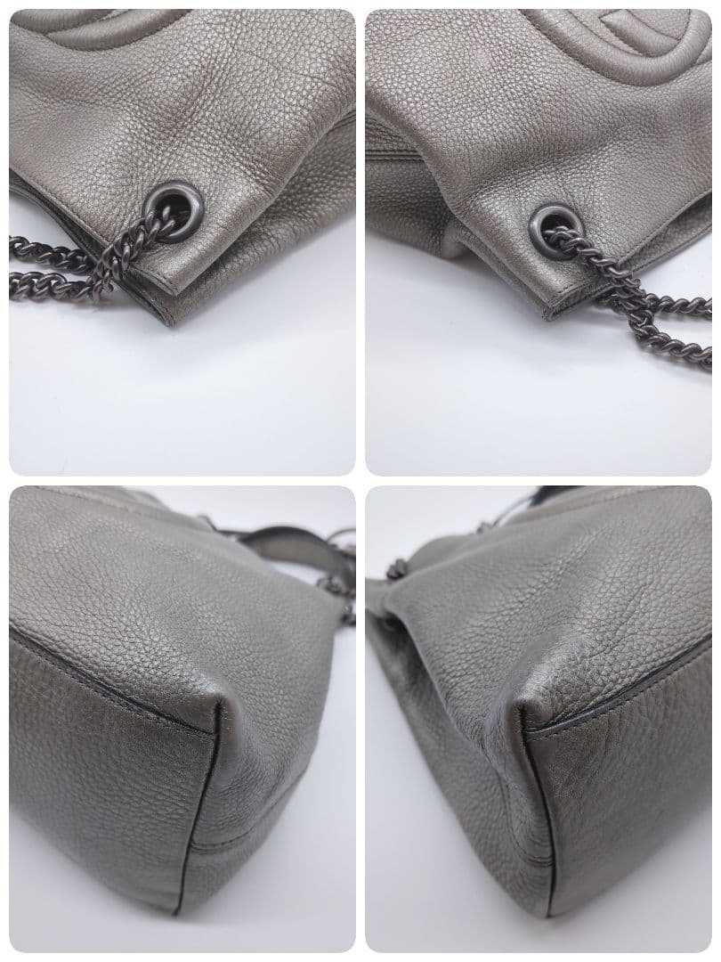 【人気モデル・美品】グッチ☆ソーホー チェーンショルダー レザー シルバー