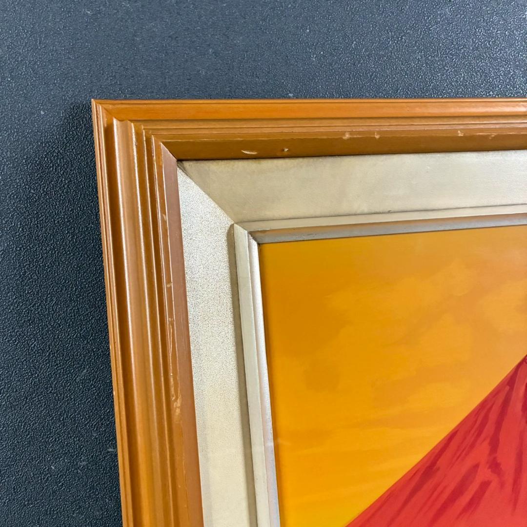 谷崎勉「赤富士」日本画 共シール有 直筆サイン・落款入り 額縁入り 開運 お正月