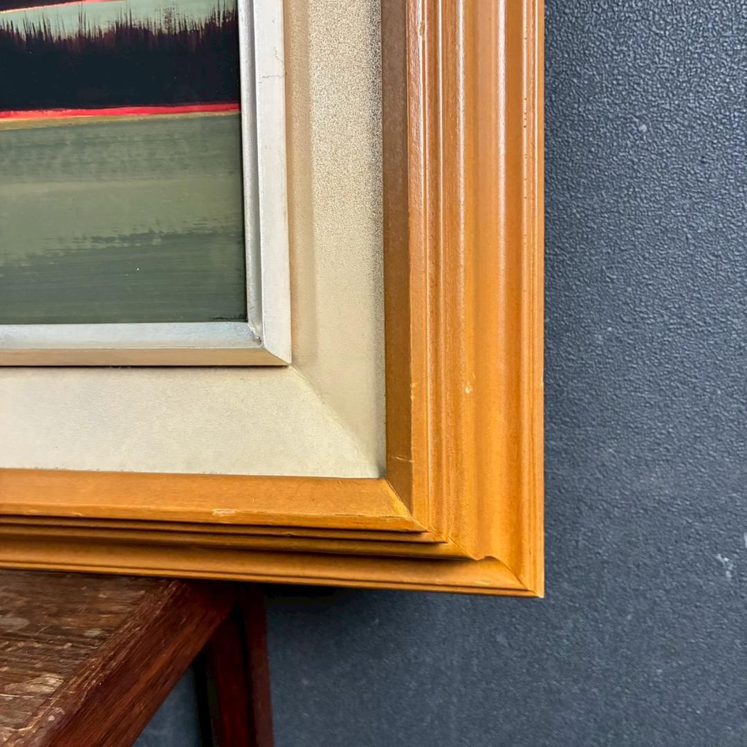 谷崎勉「赤富士」日本画 共シール有 直筆サイン・落款入り 額縁入り 開運 お正月