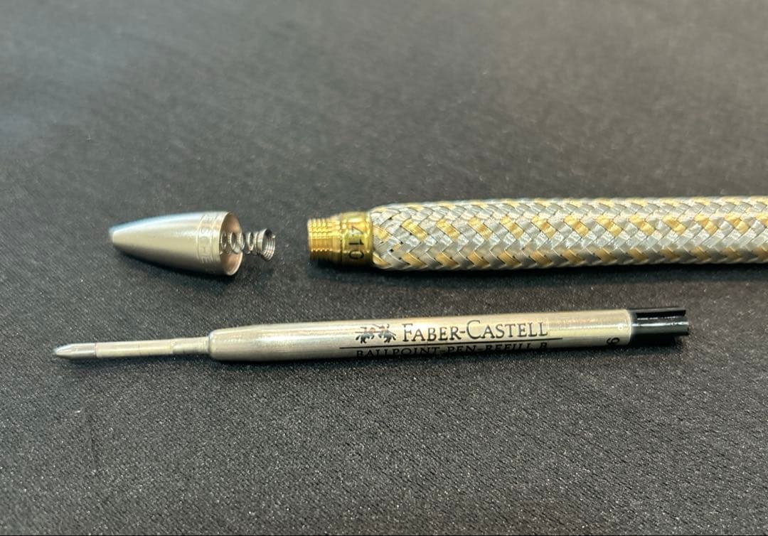 ポルシェデザイン 編み込みボールペン ステンレス、k14ゴールド中古品