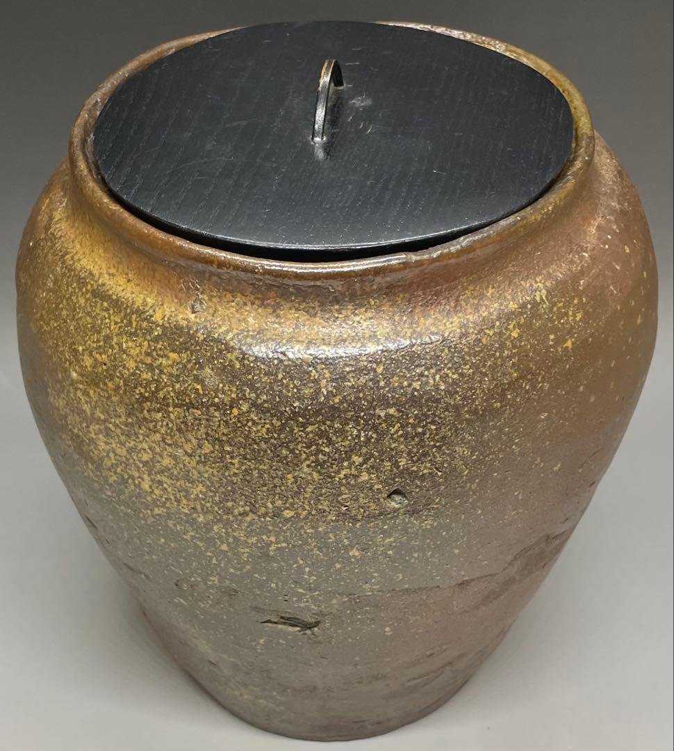 古常滑 水指 蓋付 茶道具 箱付 L309