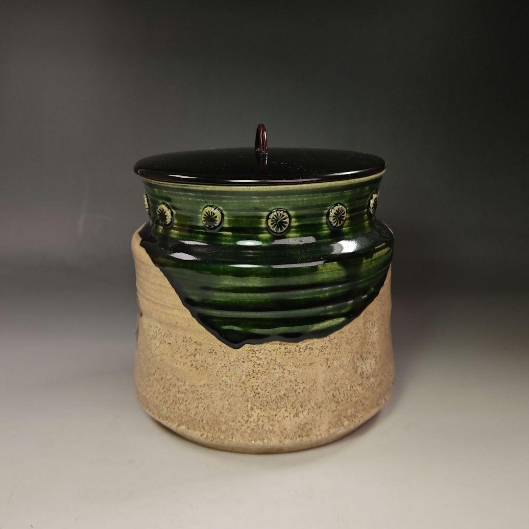 イ693 水指『山口茂造』『一重口　織部水指　共箱』茶道具