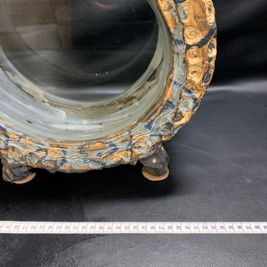 丸型の陶器の水槽　金魚・メダカ・インテリアに 和&アジアンテイスト