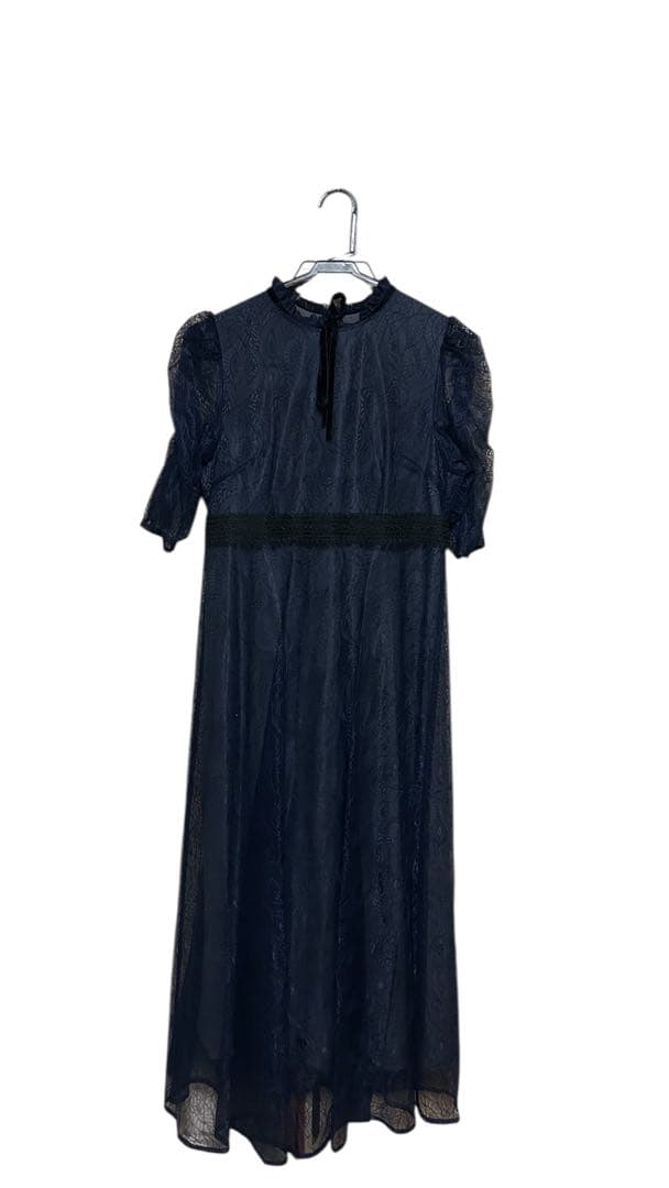 LEJA ネイビー フレアスリーブ ロングドレス【成人式や結婚式などに】