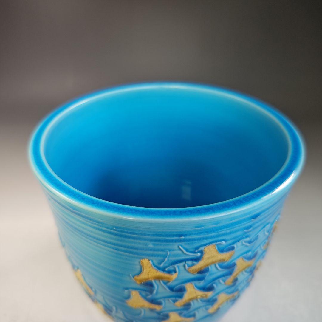 イ773 水指『平安 叶松谷造』『浅黄交趾こまつなぎ 水指 共箱』茶道具