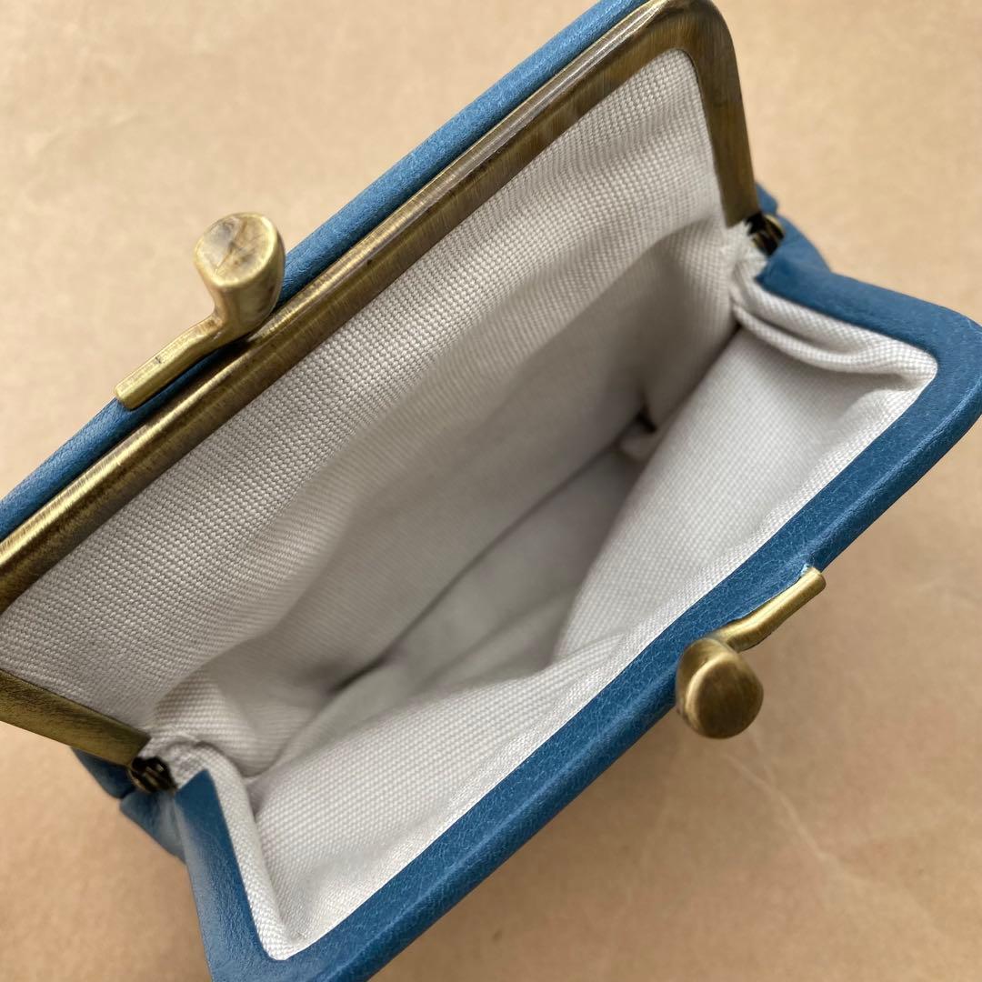 がま口　ポーチ　ミニ財布　ケース　小銭入れ　小物入れ　ブルー