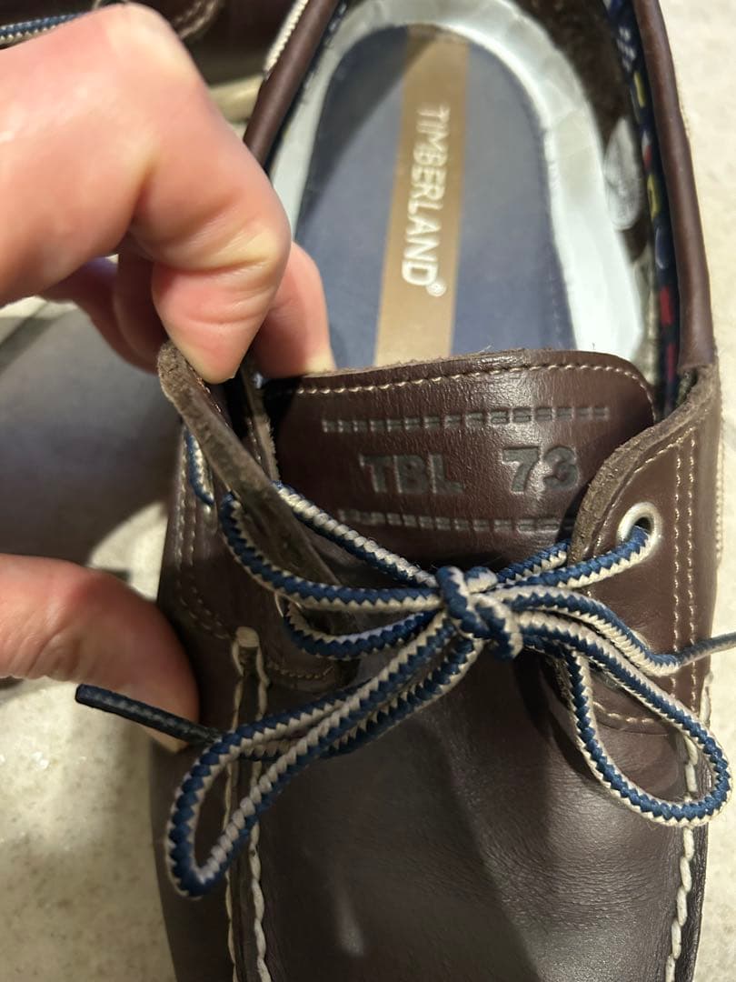 ティンバーランド　ダークブラウン レザー デッキシューズ TBL73