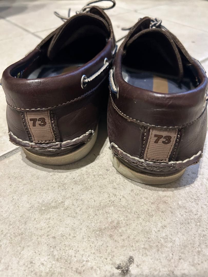 ティンバーランド　ダークブラウン レザー デッキシューズ TBL73