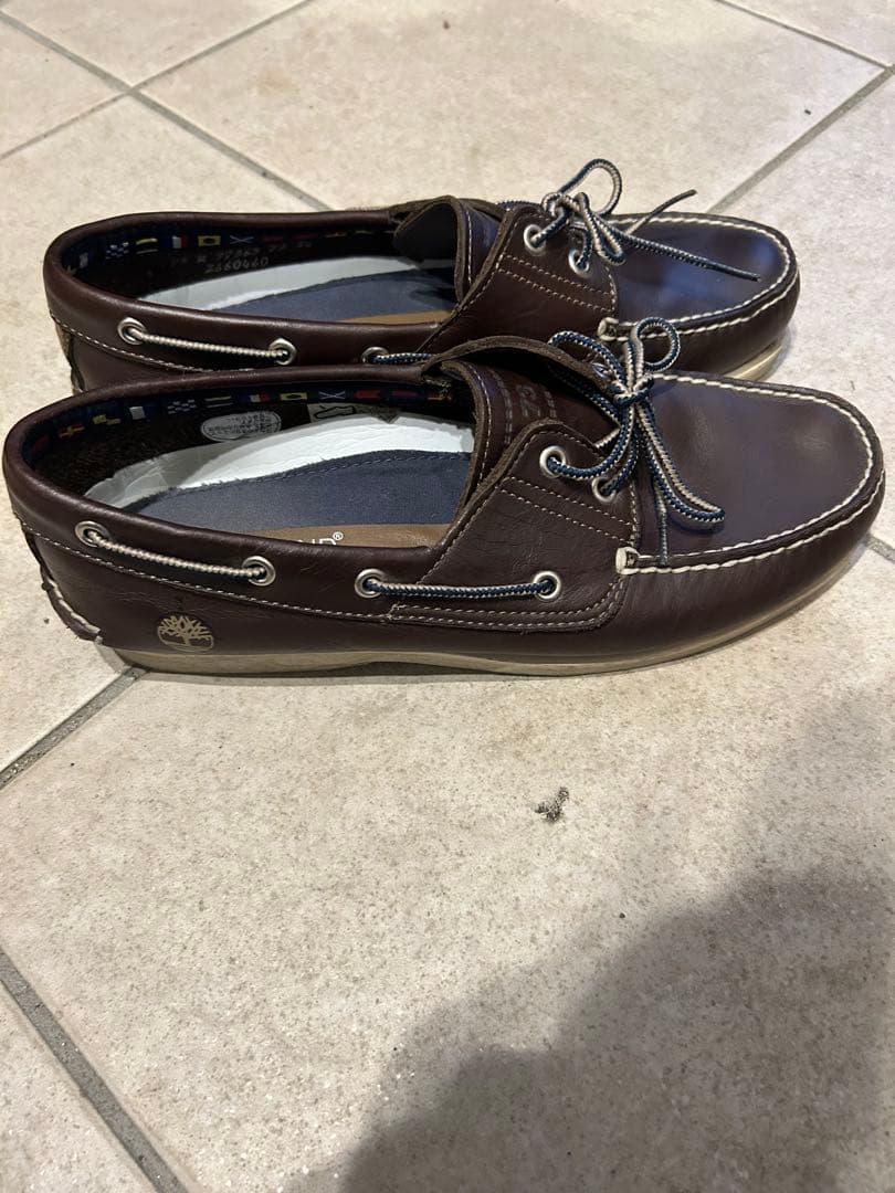 ティンバーランド　ダークブラウン レザー デッキシューズ TBL73