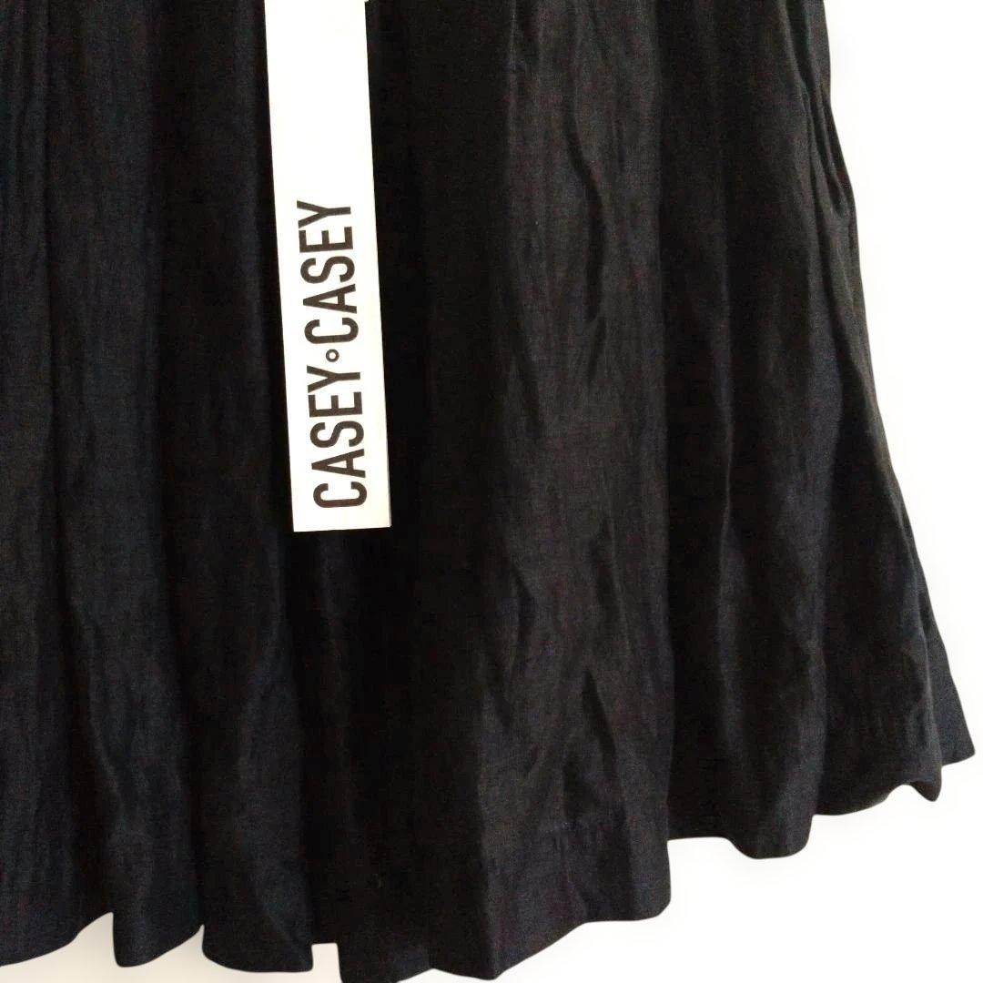 CASEY CASEY リネンブラック ギャザースカート★補修あり