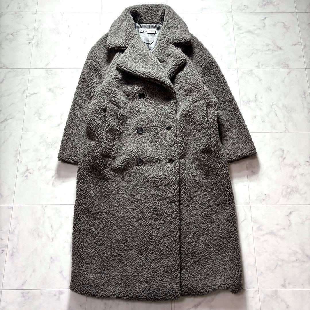 極美品✨ザラ ダブルブレスト フェイクボアコート テディベアコート