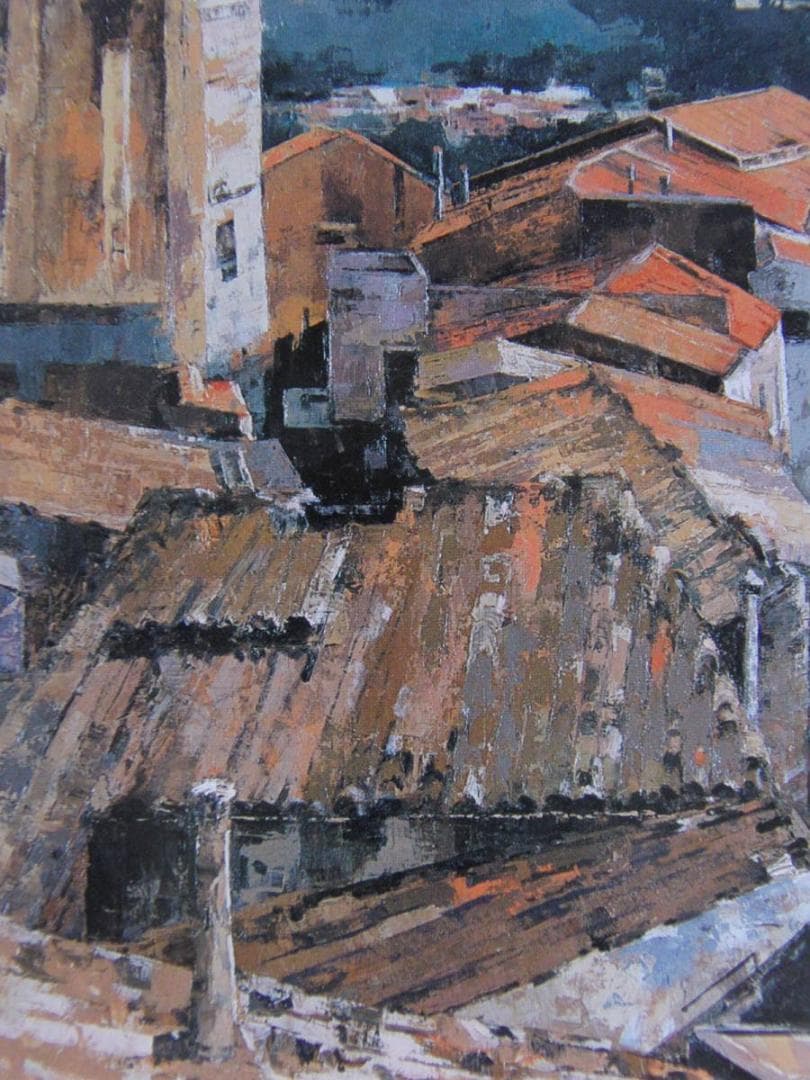 大島和芳、【イブラの丘より（シチリヤ島）】、希少な額装用画集より