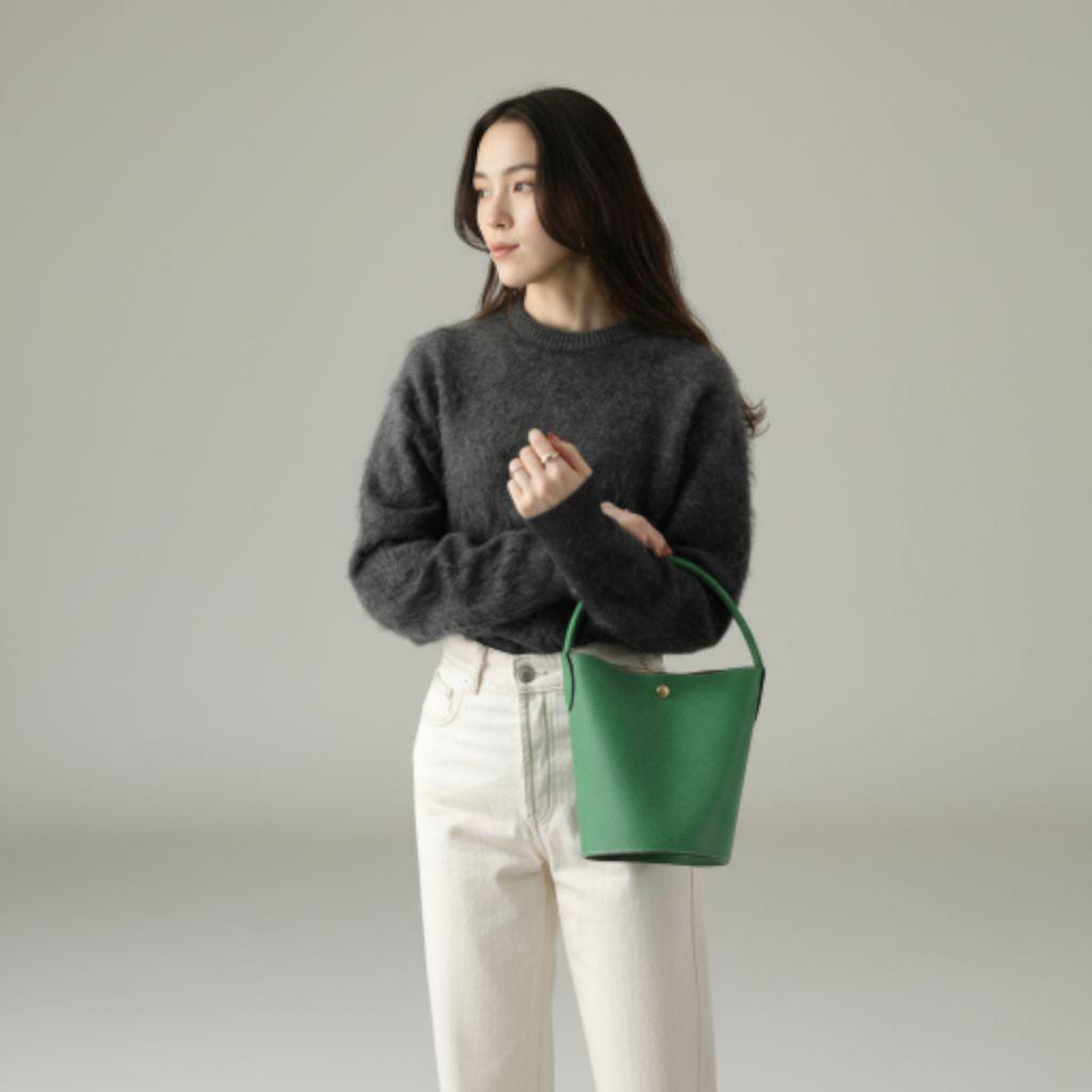 LONGCHAMP バゲットバッグ レザー グリーン