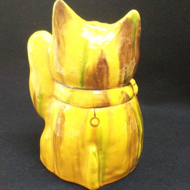 清水焼  猫三彩まねき猫（左手）