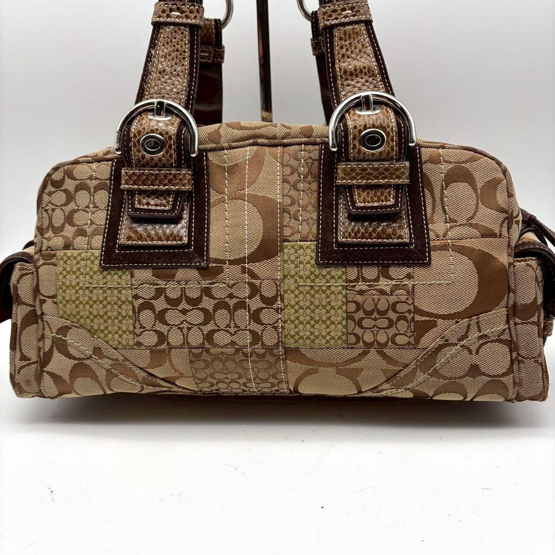 コーチ ハンドバッグ ソーホー パッチワーク y2k 茶 10088