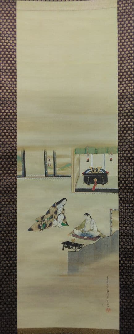 榊原文翠【鑑定箱】「小楠公 之図」大和絵 絹本 掛軸（谷文晁 師事）