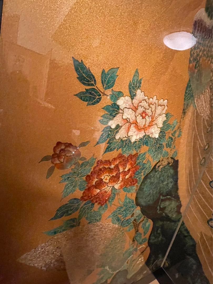 豪華絢爛⭐︎表面ガード付き 孔雀と花の衝立 ダイヤモンド入り（目）