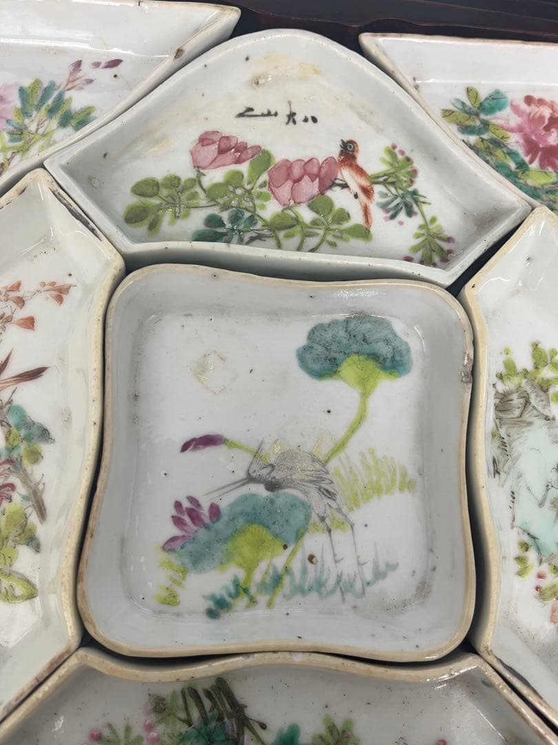 中国古美術 清朝同治骨董 古陶磁器 收藏品 アンティーク 9点セット木箱