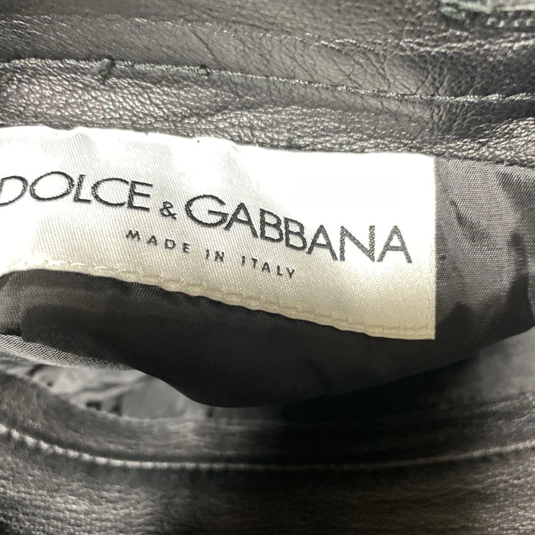 Dolce&Gabbana膝丈ブラックレザータイトスカート