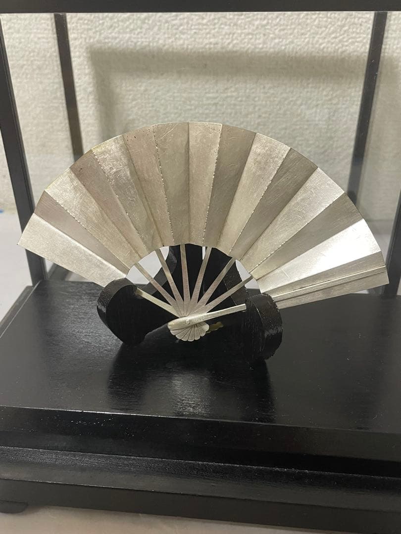 銀製 扇の置物 共箱付き 約37g