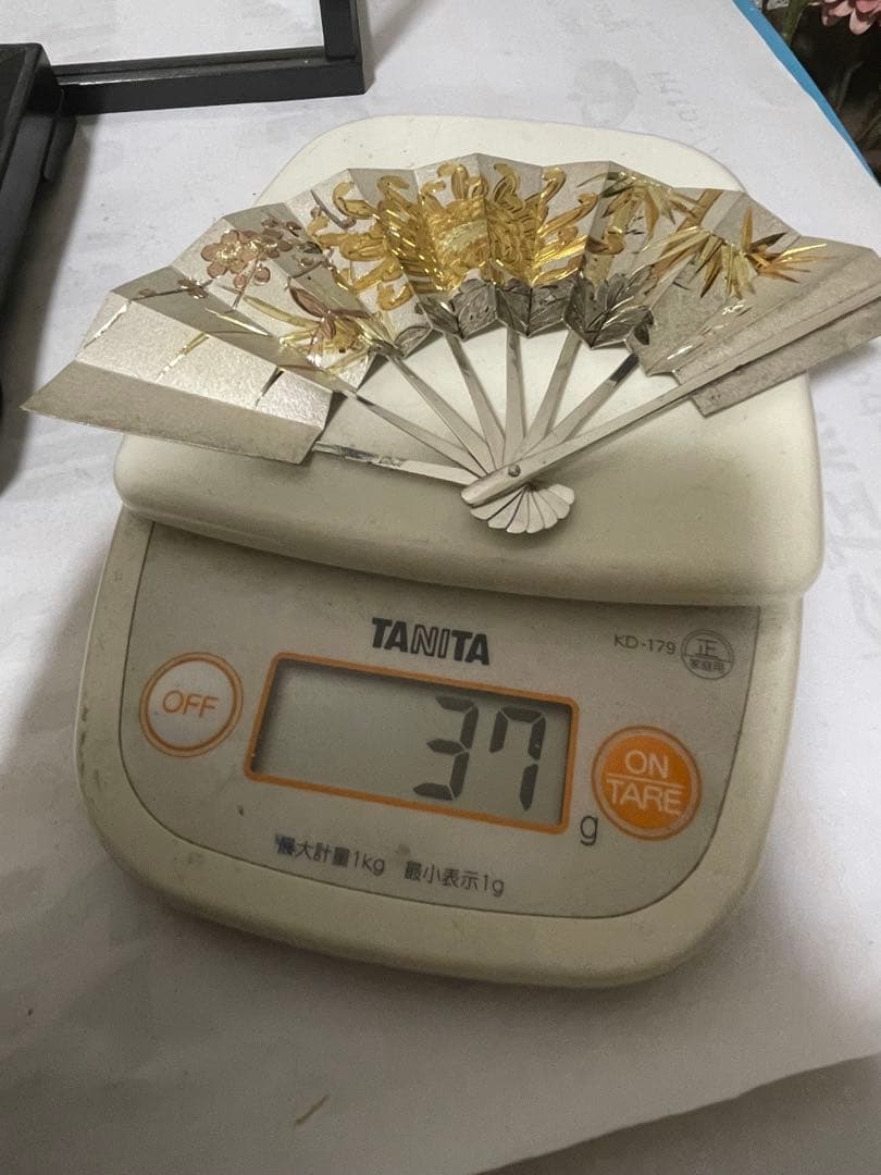 銀製 扇の置物 共箱付き 約37g
