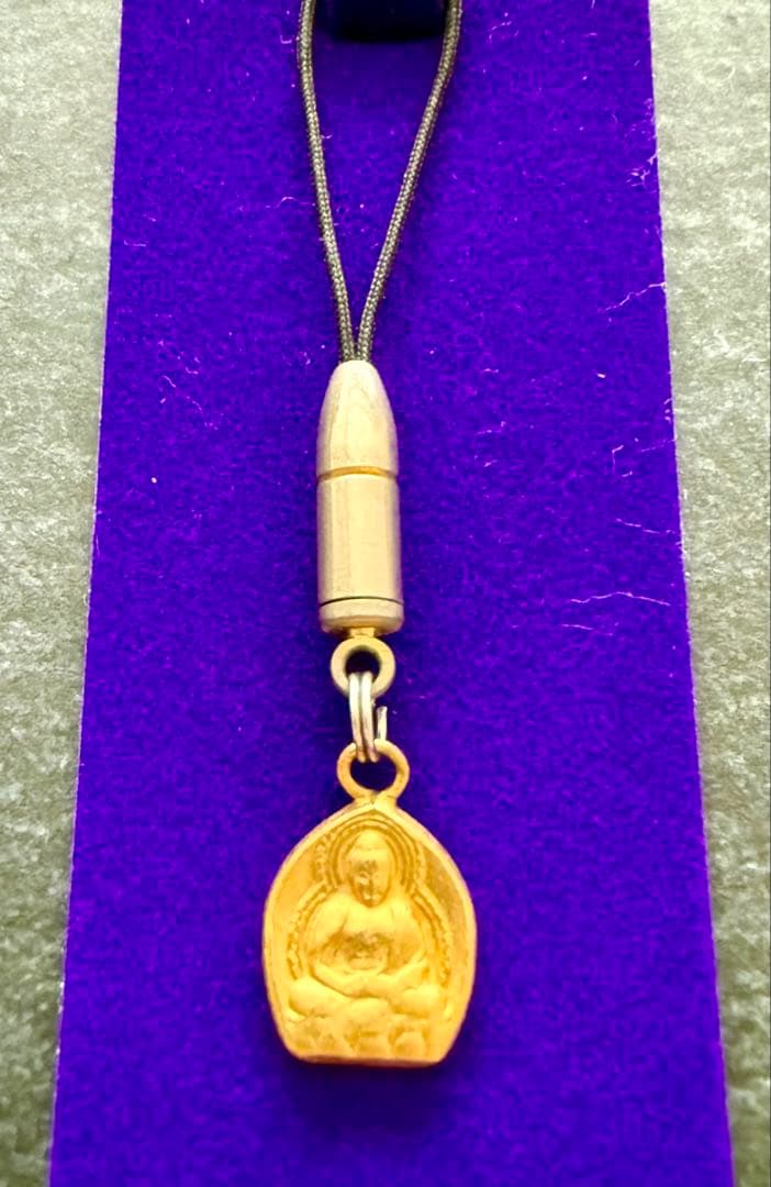 純金(1.6g)製 阿弥陀如来像 ストラップ(根付) 桐箱付き