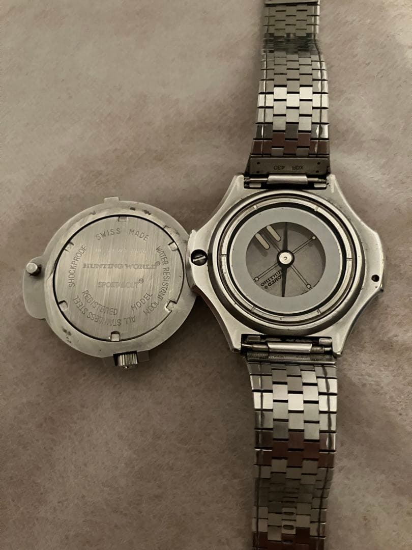 値下げ 稼働★HUNTING WORLD コンパスウォッチ ＱＺ腕時計 電池新品