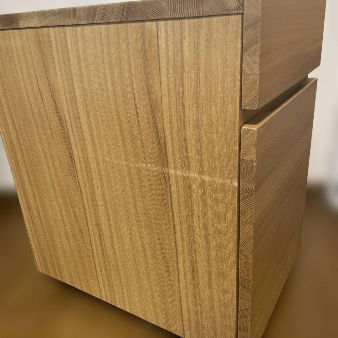 廃盤品】無印良品 木製 デスクキャビネット 引き出し2段 タモ材 - メルカリ