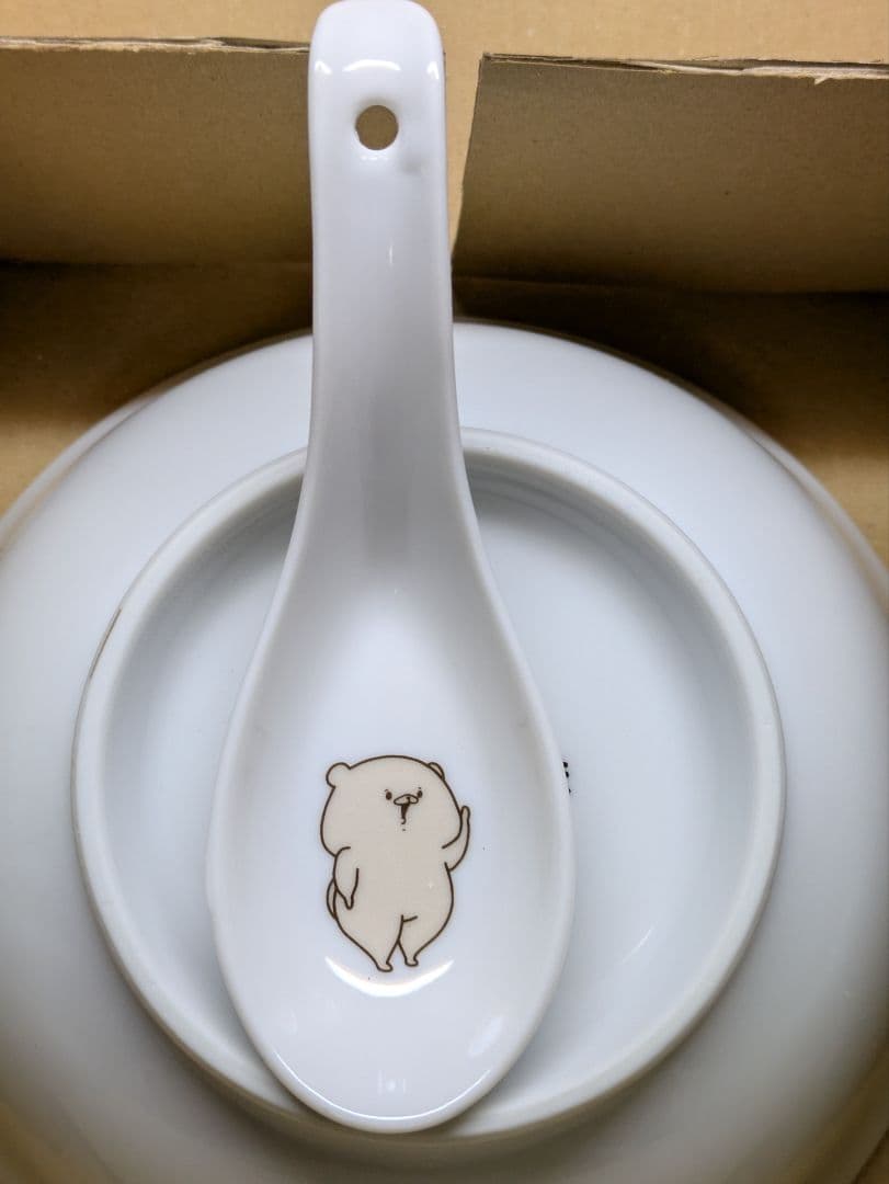 未使用品】ともだちはくま ラーメンどんぶり（レンゲ付き）＆箸置き