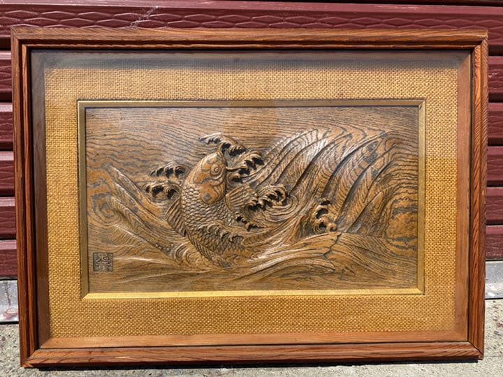 木彫り　衝立　額縁