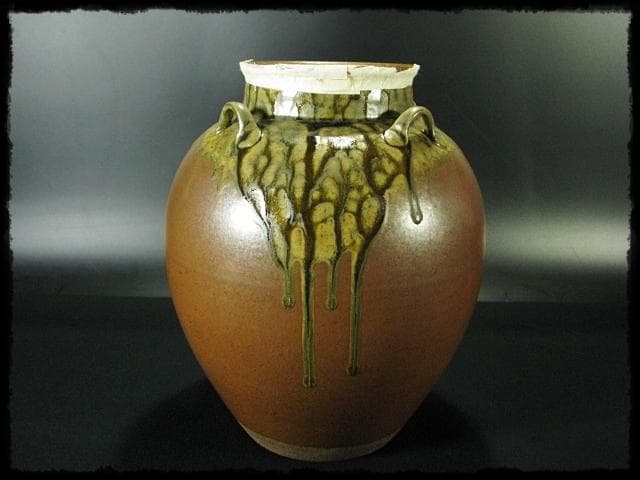 丹波 初代 市野 信水 立杭 飾壺 茶壷 荘壺 茶壺 口切