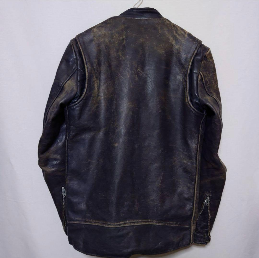 60sライトニングジッパー フェード ライダース j100 型 茶芯