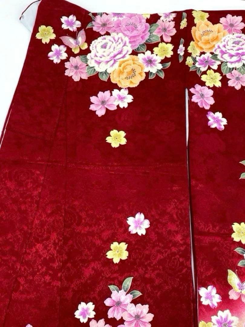 振袖 刺繍 銀彩 ストーン 牡丹 紋意匠 身丈169cm 撥水加工済 レディース